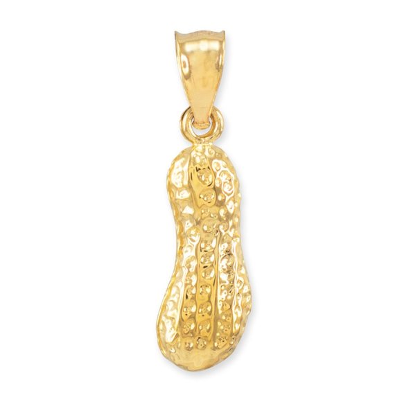 10K Solid Gold Peanut Fortune Fertility Chinese Birth Wealth Pendant Charm